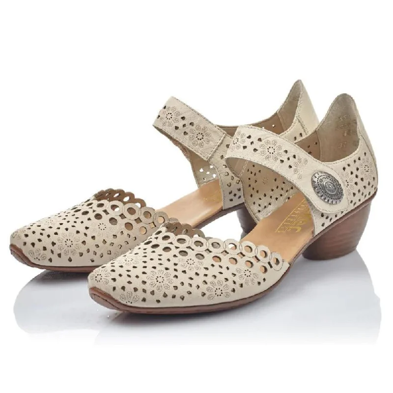 Rieker Mirjam 53 Beige Leather Heel (Women's)