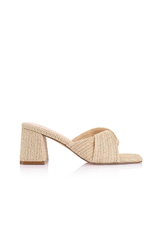 Stella Block Heel Mule Natural Raffia