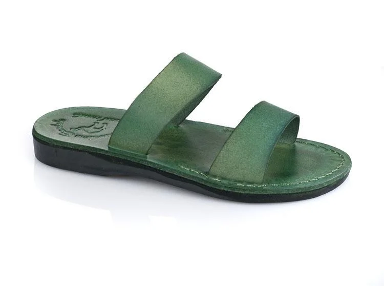 Aviv - Leather Wide Strap Sandal | Green