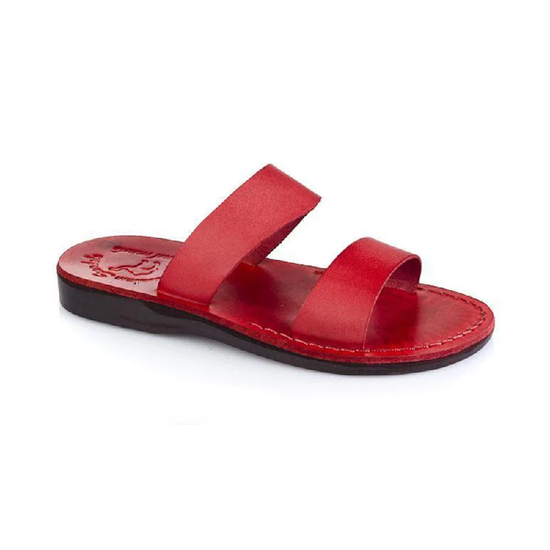 Aviv - Leather Wide Strap Sandal | Red