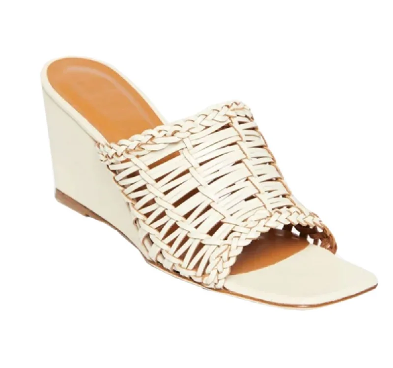 STAUD Women's Cream Blair Woven Wedge Slides