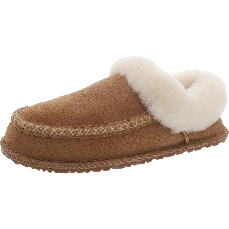 Womens Faux Fur Round toe Moccasin Slippers