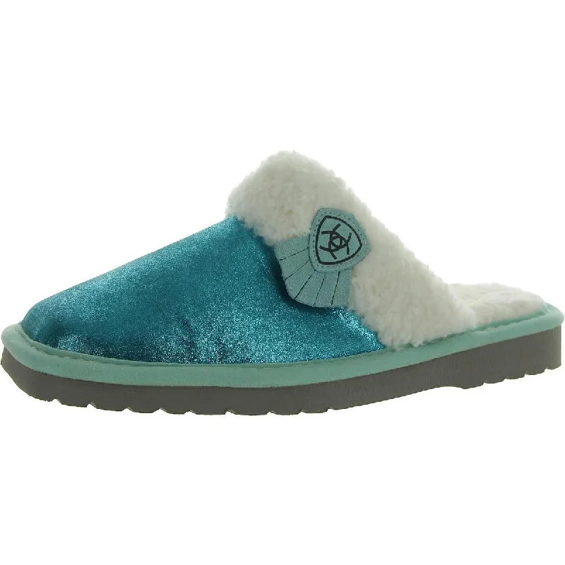 Womens Square toe Faux Fur Slide Slippers