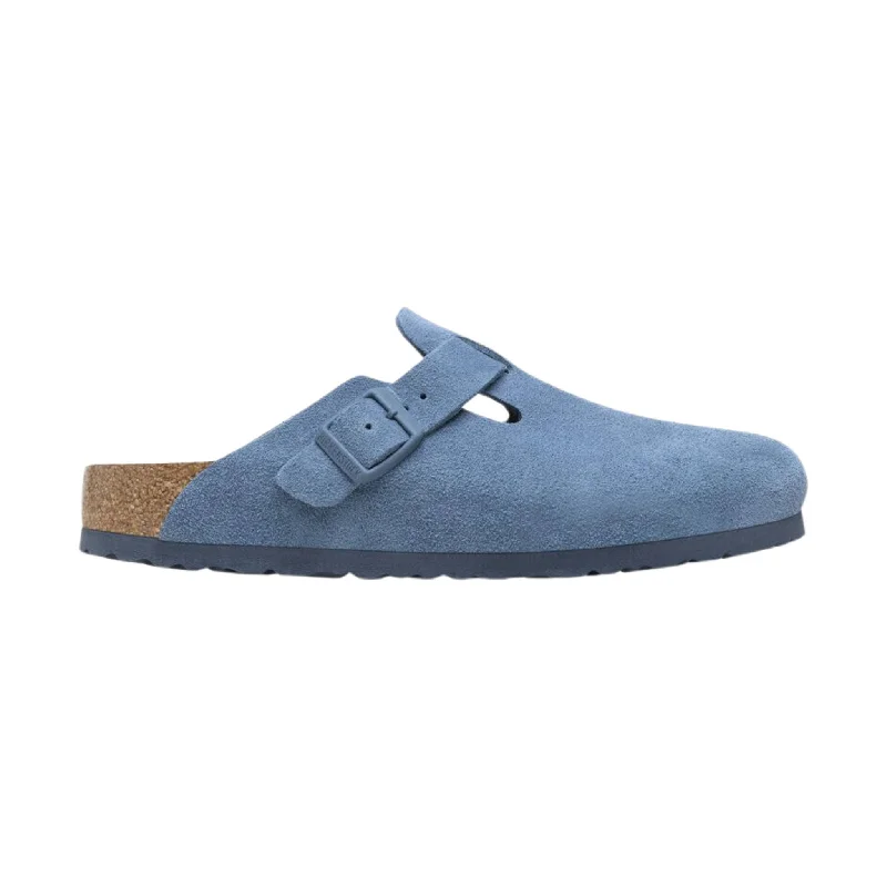 Birkenstock Boston Soft Footbed Suede Leather Clog - Elemental Blue