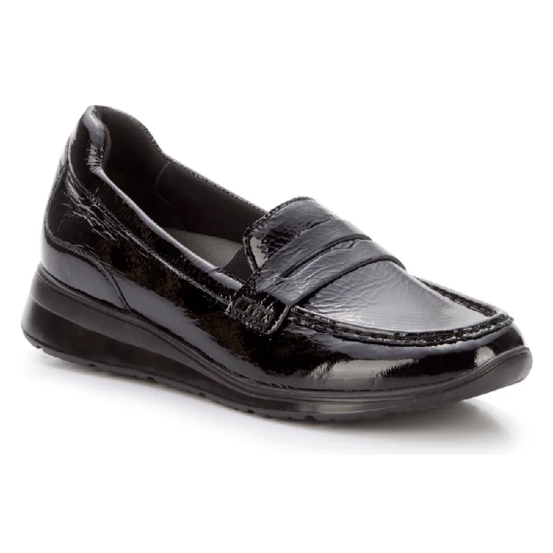 Ros Hommerson Dannon Black Crinkle Patent Loafer (Women's)