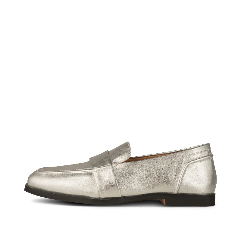 Erika saddle loafer leather - SILVER METALLIC