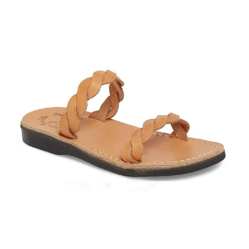 Joanna - Leather Braided Strap Sandal | Tan