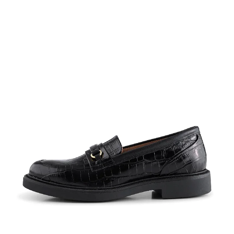 Thyra loafer leather - BLACK CROCO