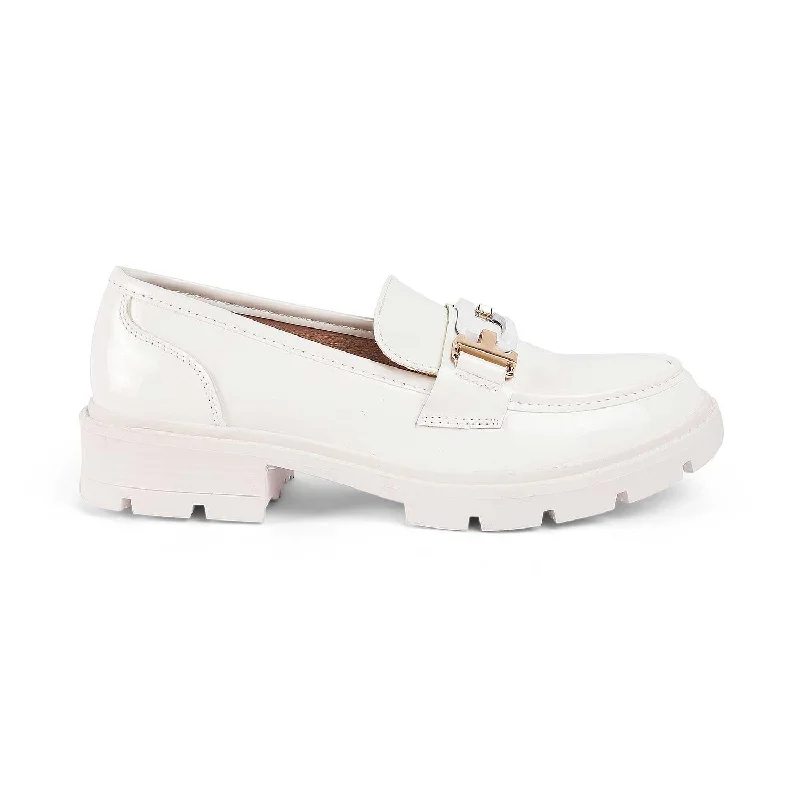 Tresmode Gstaad White Women's Chunky Sole Loafers