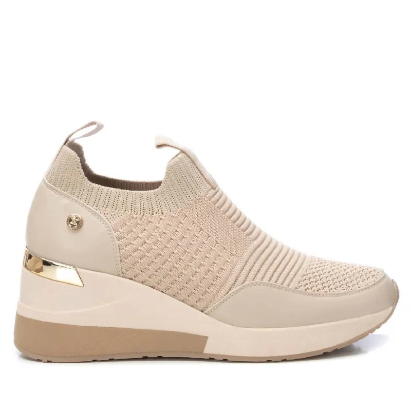 Women's Wedge Trainer Sneakers In Beige